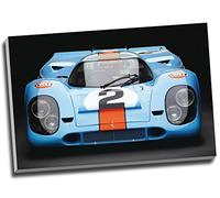Impression de voiture de sport Porsche 917 Gulf Le Mans sur toile pour décoration murale Format A1 76,2 x 50,8 cm