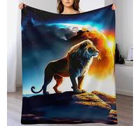 Impression des Lion Couverture en Flannel Super Doux Non Rejet Couverture Polaire en Peluche Ultra Luxueuse （180×200cm）