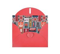 Impression des symboles de l'Angleterre avec boucle d'amour, papier nacré, cadeaux pour cartes d'anniversaire avec feuille d'accessoires, carte de notes, enveloppe