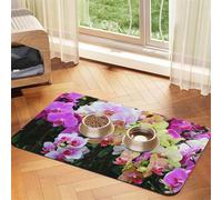 Impression d'orchidées,Tapis d'alimentation pour Animaux de Compagnie, Sets de Table en Cuir PU pour Chats et Chiens,30x45cm