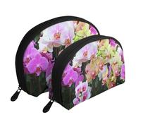 Impression d'orchidées, Trousse de Maquillage Coquille Femme Petit Porte-Monnaie Trousse de Toilette Trousse à cosmétiques 2 pièces
