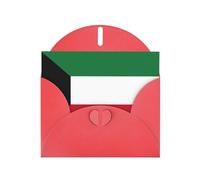 Impression drapeau koweïtien avec boucle d'amour, papier nacré, cadeaux pour cartes d'anniversaire avec feuille d'accessoires, carte de notes, enveloppe