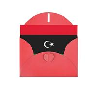 Impression drapeau libyen avec boucle d'amour en papier nacré, cadeaux pour cartes d'anniversaire avec feuille d'accessoires, carte de notes, enveloppe