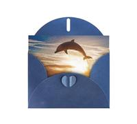 Impression drôle de dauphin avec boucle d'amour, papier nacré en vrac avec enveloppes, cartes de vœux, 10,2 x 15,2 cm