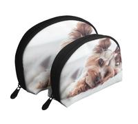 Impression du Yorkshire Terrier, Trousse de Maquillage Coquille Femme Petit Porte-Monnaie Trousse de Toilette Trousse à cosmétiques 2 pièces