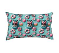 Impression d'un Bouledogue Français Mignon Taie D Oreiller Décoratives Housses De Coussin Polyester Taies D’Oreiller pour Été Canapé Lit 40X60Cm
