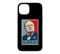 Impression emblématique de Winston Churchill Never Surrender Coque pour iPhone 13