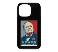 Impression emblématique de Winston Churchill Never Surrender Coque pour iPhone 13 Pro