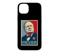 Impression emblématique de Winston Churchill Never Surrender Coque pour iPhone 14 Plus
