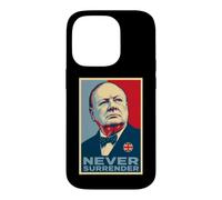 Impression emblématique de Winston Churchill Never Surrender Coque pour iPhone 14 Pro