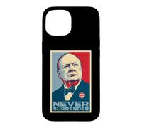 Impression emblématique de Winston Churchill Never Surrender Coque pour iPhone 15
