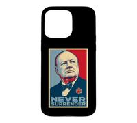Impression emblématique de Winston Churchill Never Surrender Coque pour iPhone 15 Pro Max