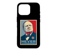 Impression emblématique de Winston Churchill Never Surrender Coque pour iPhone 16 Pro