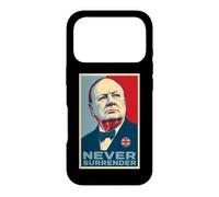 Impression emblématique de Winston Churchill Never Surrender Coque pour iPhone 17 Pro