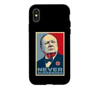 Impression emblématique de Winston Churchill Never Surrender Coque pour iPhone X/XS