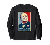 Impression emblématique de Winston Churchill Never Surrender Manche Longue