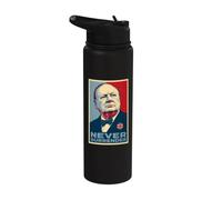 Impression emblématique de Winston Churchill Never Surrender Stainless Steel Insulated Water Bottle