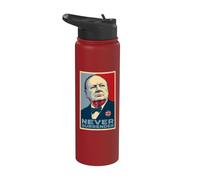 Impression emblématique de Winston Churchill Never Surrender Stainless Steel Insulated Water Bottle