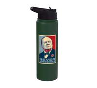 Impression emblématique de Winston Churchill Never Surrender Stainless Steel Insulated Water Bottle