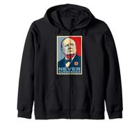 Impression emblématique de Winston Churchill Never Surrender Sweat à Capuche