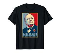 Impression emblématique de Winston Churchill Never Surrender T-Shirt Graphique avec Valeur