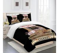 Impression en 3D Fibre Superfine Motif Housse De Couette Prévenir L'Allergie Fleur Housse De Couette Enfant 240X220 avec Fermeture Éclair Parure De Lit 2 Personne avec Deux Taies d'oreiller 65X65Cm