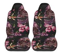 Impression en 3D Housses De Siège Fleurs D'Orchidée Crâne Rose Accessoires Auto Interieur Lavable Seat Covers Set pour Sedans, Auto, Trucks, 52X138Cm