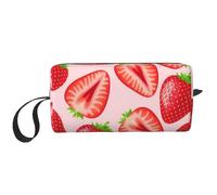 Impression Fraise Rose Kawaii, Trousse de Maquillage Trousse à cosmétiques Trousse de Toilette de Voyage Portable Pochette de Maquillage