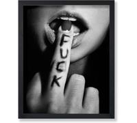 Impression «Fuck», Affiche du Doigt d'Honneur, Art de Lèvres Sensuelles, Design Murale en Photographie Noir et Blanc, Œuvre d'Expression, Décor Murale Moderne pour Chambre ou Séjour, sans Cadre