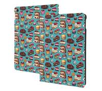 Impression gâteau de thé de l'après-midi compatible avec iPad 9e/8e/7e génération, étuis de tablette compatibles avec iPad 10,2 pouces, veille/réveil automatique, support folio