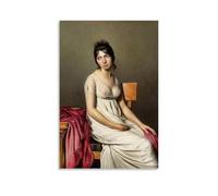 Impression giclée portrait d'une jeune femme en blanc par Jacques-Louis David - Reproduction sur papier transparent vif - Décoration murale d'intérieur moderne - Sans cadre - 40 x 60 cm