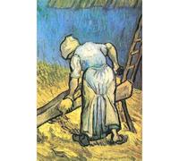 Impression giclée sur toile de qualité musée - Un fermier coupant du foin par Van Gogh - 76,2 x 101,6 cm | Encres d'archives sur toile en polycoton | Parfait pour le salon, la chambre à coucher ou la