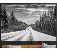Impression giclée sur toile, représentant des montagnes enneigées, une décoration murale représentant une route, une forêt, un chemin enneigé, pour la décor intérieure 60x90cm(24x36inch) Cadre interne