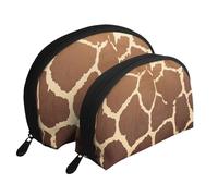 Impression Girafe, Trousse de Maquillage Coquille Femme Petit Porte-Monnaie Trousse de Toilette Trousse à cosmétiques 2 pièces