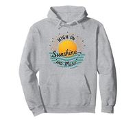 Impression High on Sunshine and Music Summer Vibes Sweat à Capuche, Unisexe pour Adultes, Gris Chiné, XXL