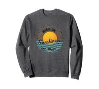 Impression High on Sunshine and Music Summer Vibes Sweatshirt, Unisexe pour Adultes, Chiné Foncé, M