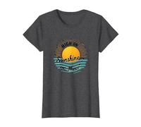 Impression High on Sunshine and Music Summer Vibes T-Shirt, Femme, Chiné Foncé, L