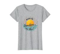 Impression High on Sunshine and Music Summer Vibes T-Shirt, Femme, Gris Chiné, XS