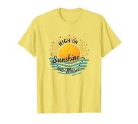 Impression High on Sunshine and Music Summer Vibes T-Shirt, Homme, Citron, XL