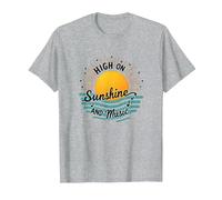 Impression High on Sunshine and Music Summer Vibes T-Shirt, Homme, Gris Chiné, M