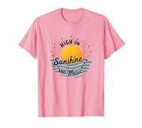 Impression High on Sunshine and Music Summer Vibes T-Shirt, Homme, Rose, M