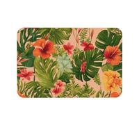 Impression Hojas Tropicales Y Flores Tapis De Bain Absorbant Tapis De Douche Durable Paillasson D'Entree pour Salon Cuisine Baignoire 40X60Cm