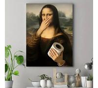 Impression humoristique d'affiche sur toile de salle de bain, Art mural sur toile de papier toilette à main rétro classique Mona Lisa, pour décor de salon HD040