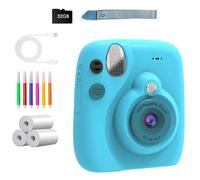 Impression instantanée de l'appareil photo pour enfants avec stylo de coloriage carte de 32 Go 1080p Design rétro pour enfants de 3 à 12 ans Durabilité et matériaux sûrs Impression instantanée de