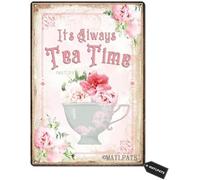 Impression « It's Always Tea Time » - Décoration murale - Décoration de cuisine - Style shabby chic - Tasse à thé - 20,3 x 30,5 cm