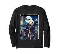 Impression Japonaise Samouraï Panda Fuji Ukiyo-e Art Design Manche Longue