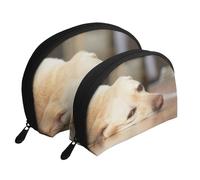 Impression Jaune Labrador Retriever, Trousse de Maquillage Coquille Femme Petit Porte-Monnaie Trousse de Toilette Trousse à cosmétiques 2 pièces