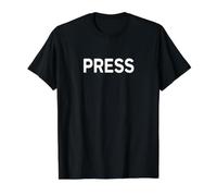 Impression Journaliste sur Le Devant - Inscription Press T-Shirt Graphique avec Valeur, Homme, Noir, M