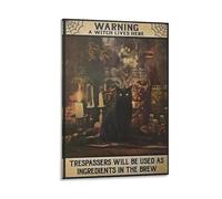 Impression littéraire rétro « Warning A Witch » - Poèmes inspirants - Poster esthétique vintage - Impression pour appartement, chambre à coucher, salon - 50 x 75 cm