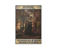 Impression littéraire rétro « Warning A Witch » - Poèmes inspirants - Poster esthétique vintage - Impression pour appartement, chambre à coucher, salon - 40 x 60 cm